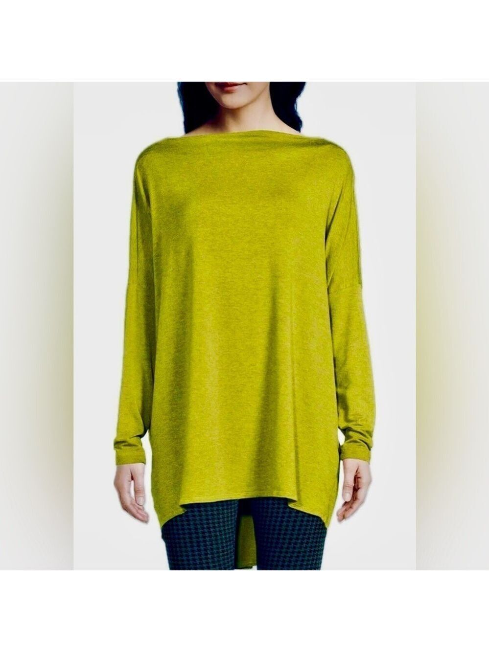 Bryn Walker Dimitri Dolman Sleeve Tunic Top in Jonquil MEDIUM Hi Low Lagenlook